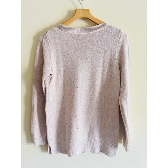 LOFT Womens Soft Crewneck Sweater Light Pink Confetti Knit Long Sleeve Sz M‎ - Picture 2 of 4